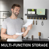 KeyHaven – Nyckelorganisator i trä med hylla, snygg väggförvaring för nycklar och post MILA Sverige