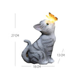 Carvallo Solar-trädgårdsfigur Katt med LED | Väderbeständig & Handgjord | Varmvitt ljus Carvallo