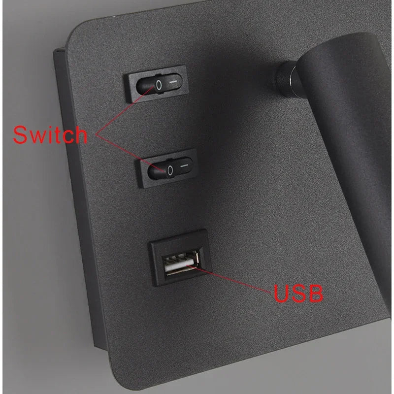 LuminoWall - Modern vägglampa med USB och läslampa Carvallo