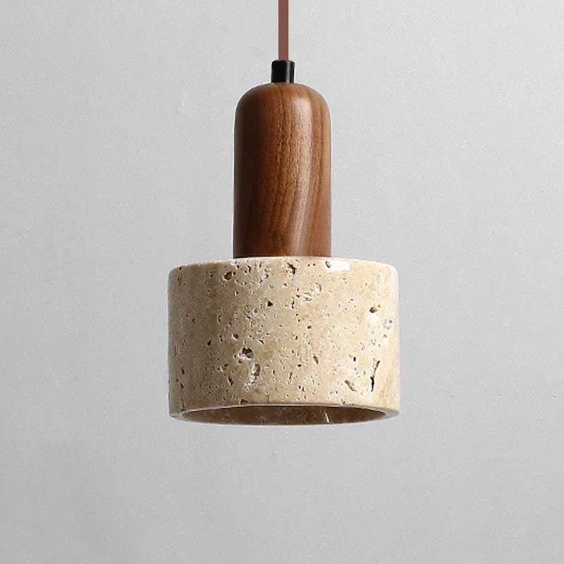 Wabi Sabi Pendellampa – Gul Marmor Belysning för Kök Ö och Matrum, Sladdpendel Design, Hållbart Travertinmaterial Carvallo