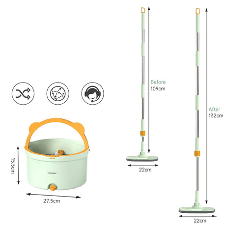 Självrengörande mopp med rotationsfunktion och hink Carvallo