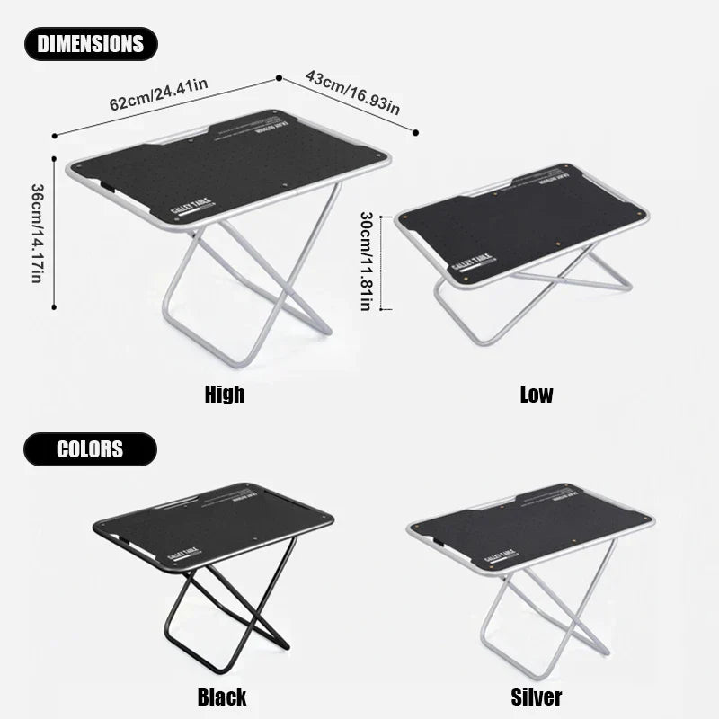 Carvallo Campingtisch GEARVION TacticalPro | Lätt & Bärbar | Aluminiumslegering | 60kg Tragkraft | Utomhus, Camping, BBQ Carvallo