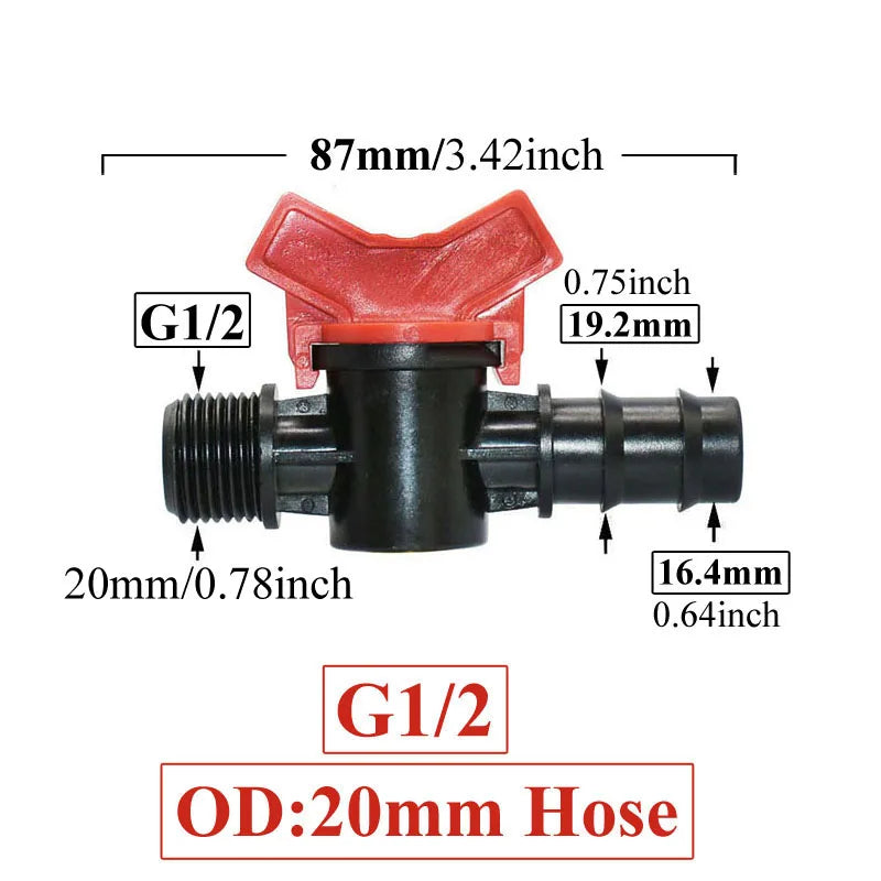 Carvallo FlowTura ConnectPro | Mini-kula ventil med slanganslutning och gänga | För trädgård, PE-slang och droppbevattning Carvallo