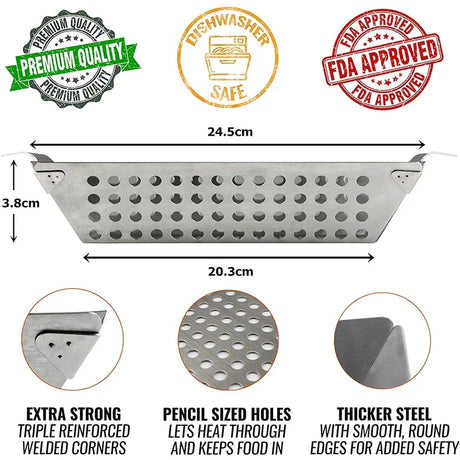 Carvallo Grillkorg i rostfritt stål | För grönsaker & grillat | Värmebeständig & Rostfri | För gas- & kolgrill Carvallo