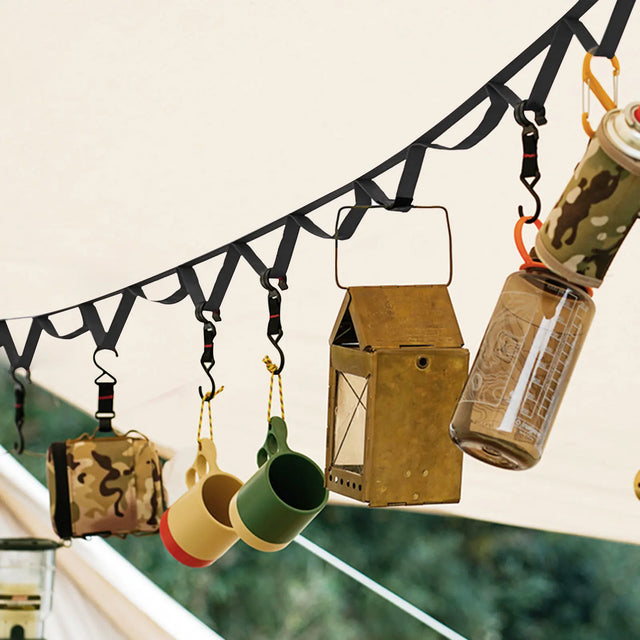 Carvallo-upphängning TrailHanger Pro | 1,8 m / 5 m Camp Organizer | Robust rem | För tält & utomhusutrustning Carvallo