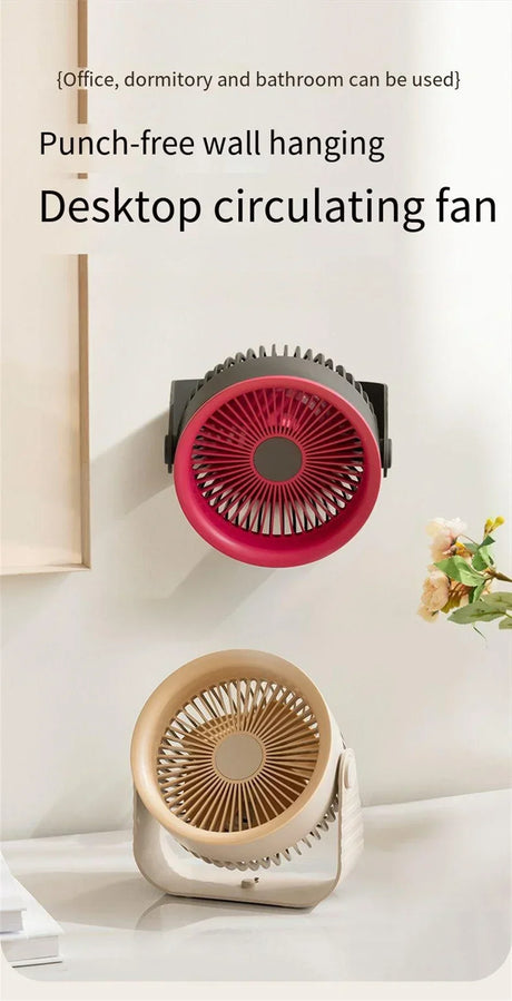 Carvallo BreezeMini | Återuppladdningsbar luftcirkulator | 4 lägen | 3600 mAh batteri | Kompakt & tyst | För kontor, kök & hem Carvallo