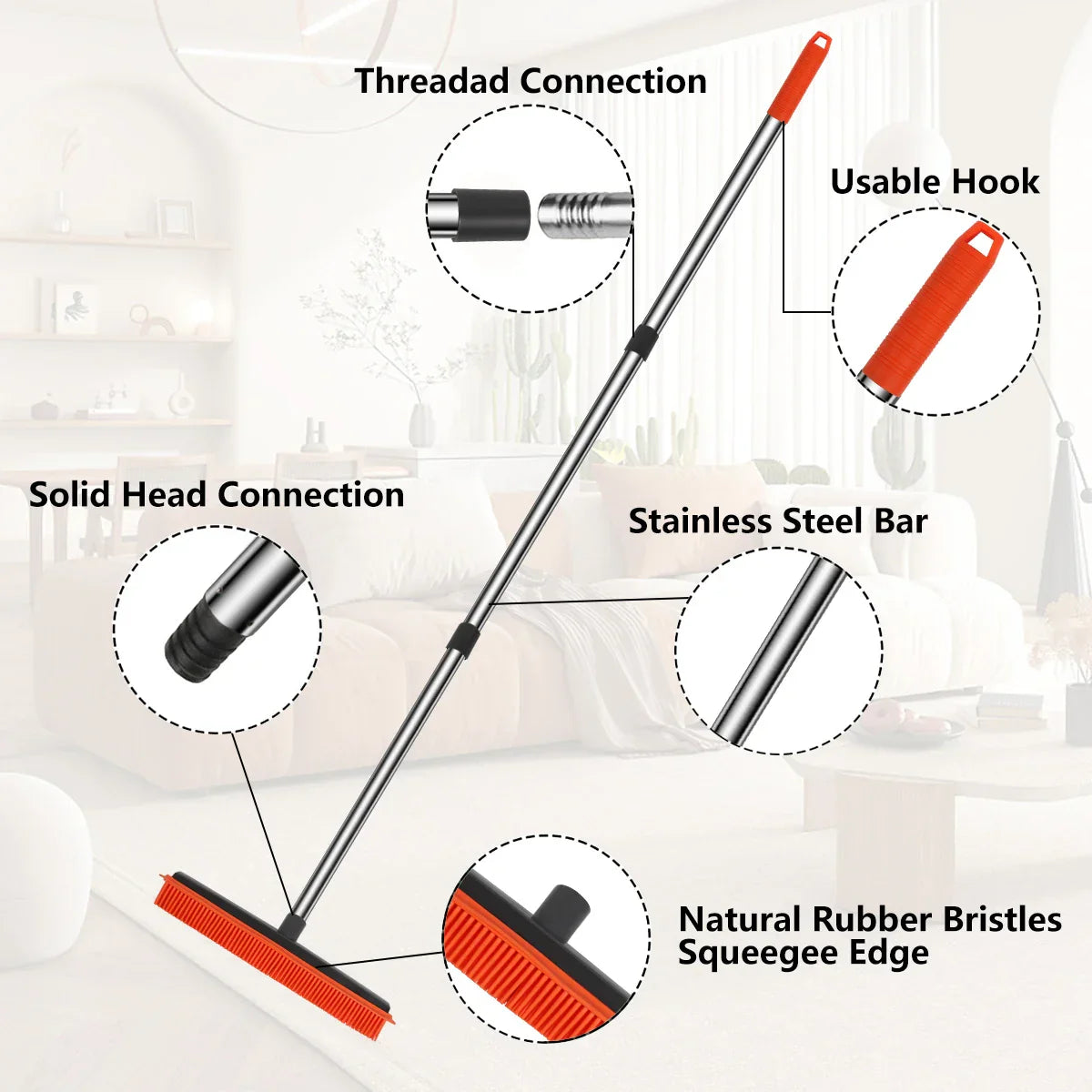 Carvallo Hairless SweepPro | Justerbar silikonborste för djurhår, mattor & fönster | För inomhus & utomhus Carvallo