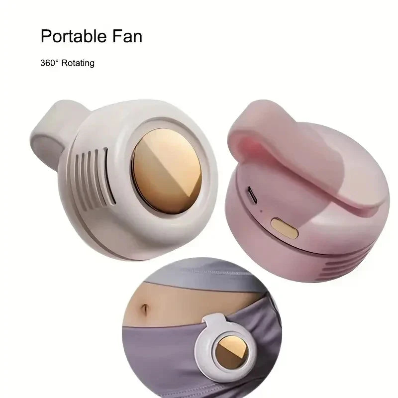 Carvallo Mini-Ventilator utan rotorblad | Tyst & bärbar | Med klämma, 360° vridbar | USB-C uppladdningsbar | För barn, resor & vardag Carvallo