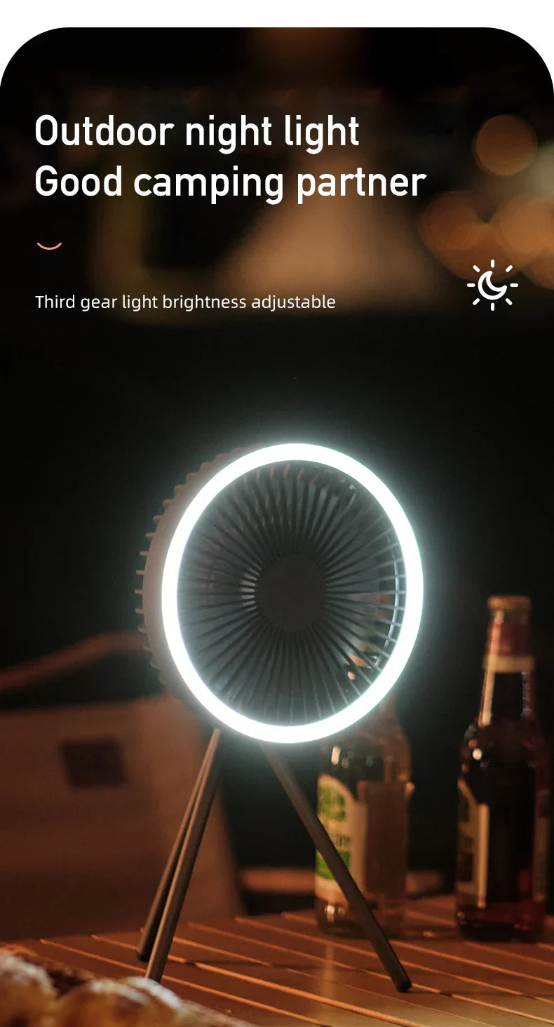 Royallure Bärbar Campingfläkt 10000mAh Uppladdningsbar med LED-lampa & Power Bank Carvallo