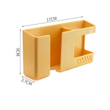 Carvallo Väggfäste utan borrning | Multifunktionell fjärrkontroll- & mobilhållare med krok – 17×9×3,8 cm Carvallo