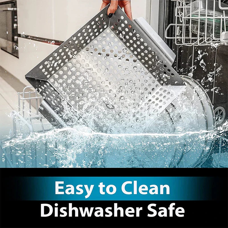 Carvallo Grillkorg i rostfritt stål | För grönsaker & grillat | Värmebeständig & Rostfri | För gas- & kolgrill Carvallo