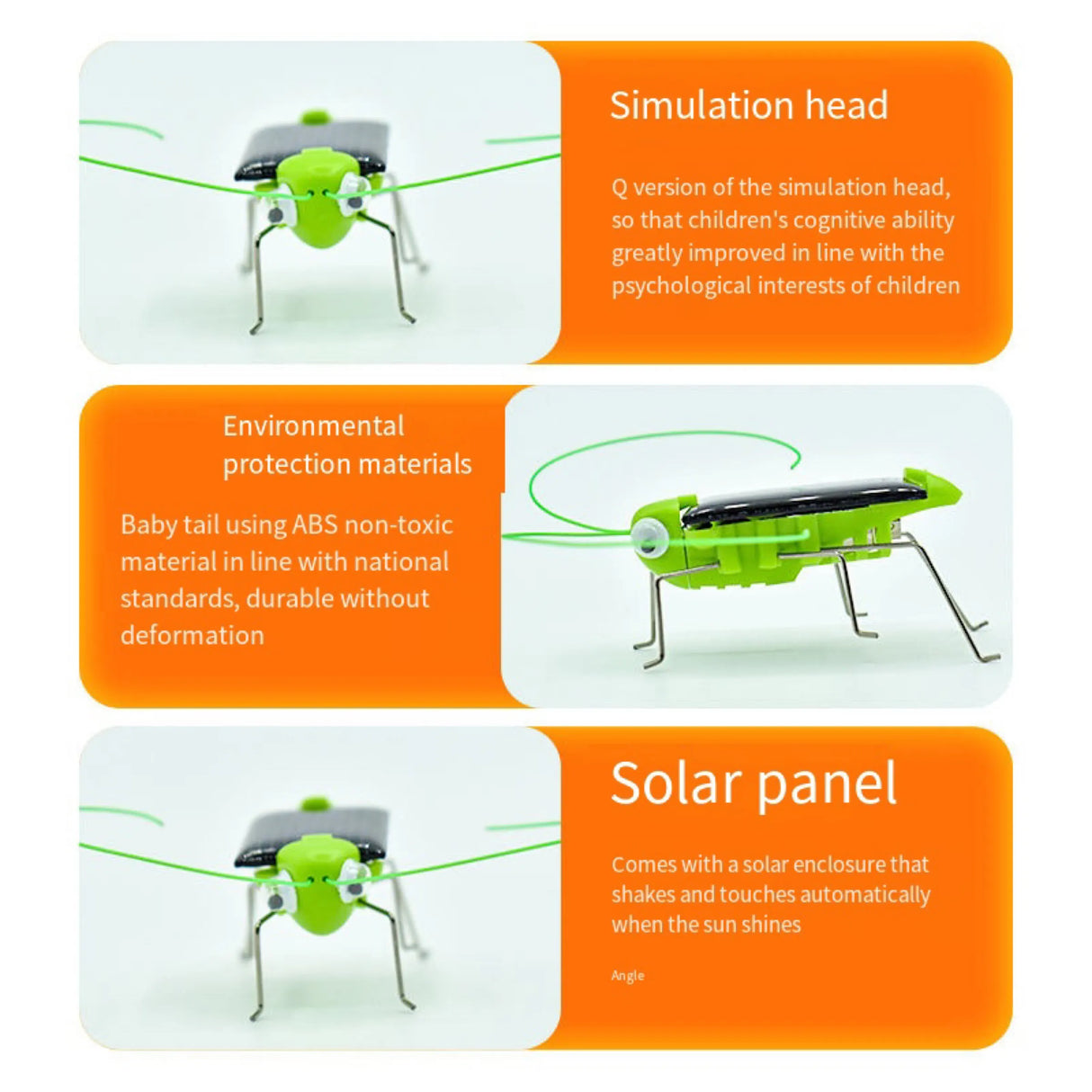 Carvallo Solar-Gräshoppa | Rörlig solvarelse för barn | Vetenskapsleksak & presentidé – Utan batteri Carvallo