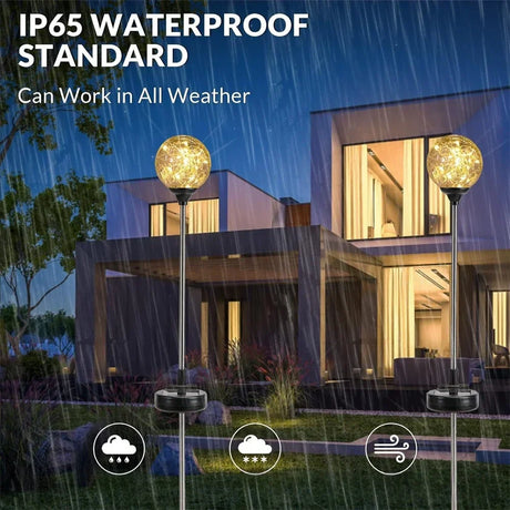 Carvallo GlowSphere Solarbollträdgårdslampa 70 cm | LED-landskapsljus | Jordspett | Väderbeständig Carvallo