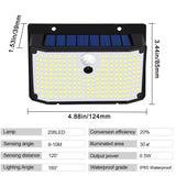 Carvallo Solar Vägglampa 158 LEDs | Rörelse sensor | IP65 Vattentålig | 180° Spridningsvinkel Carvallo