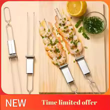 Carvallo rostfria grillspett | Dubbla piggar med skjutmekanism | Återanvändbar & diskmaskinssäker | 32 cm Carvallo