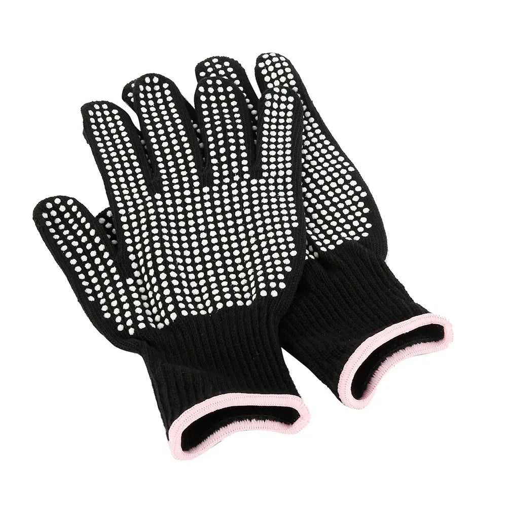 Carvallo Stylist Gloves | Heat-resistant & Flexible | 1 Pair | Black with Dots Carvallo