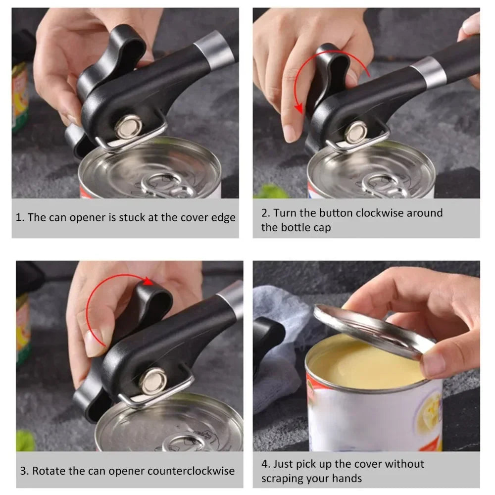 Carvallo Multifunktionell Burköppnare Rostfritt stål | Sidklippare med slät kant | Säker & ergonomisk | 22 × 6 cm Carvallo