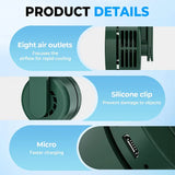 Carvallo Mini Fläkt | USB-Uppladdningsbar & Låg ljudnivå | Utan rotorblad | För att klämma fast på skjorta, bälte eller hals Carvallo