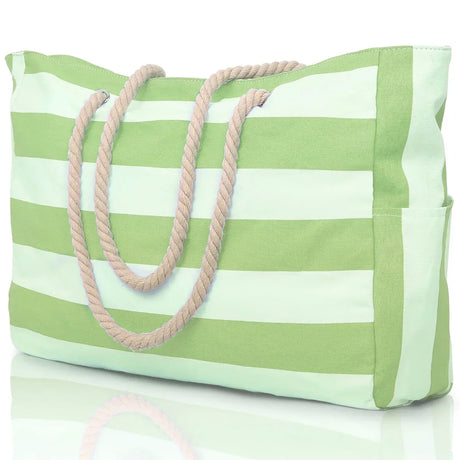 Carvallo Randig Strandväska med dragkedja | Fällbar & Vattentät | Sandresistent Canvas | För resor & semester Carvallo