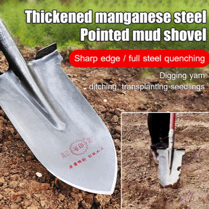 Carvallo Vollstålspade i manganstål | Härdad & Extra Tjock | För jordarbete, plantering & rotgrönsaker – Proffs-trädgårdsskyffel Carvallo