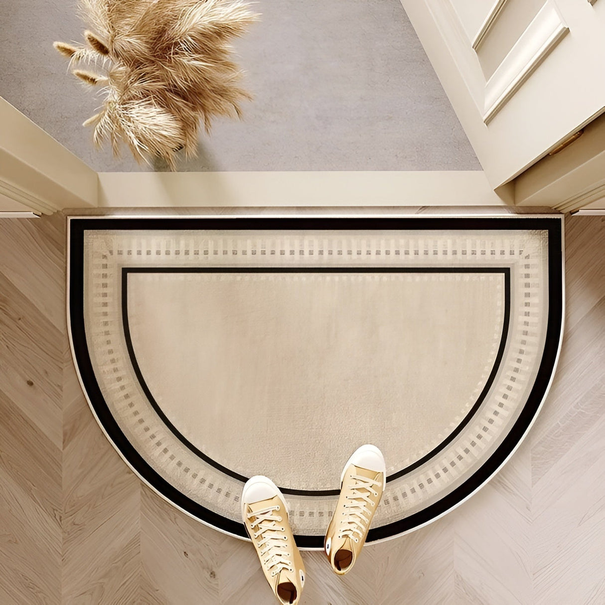 Halvkrets dörrmatta – Halkfri och dekorativ | För inomhus- och utomhusbruk, hall och vardagsrum Carvallo