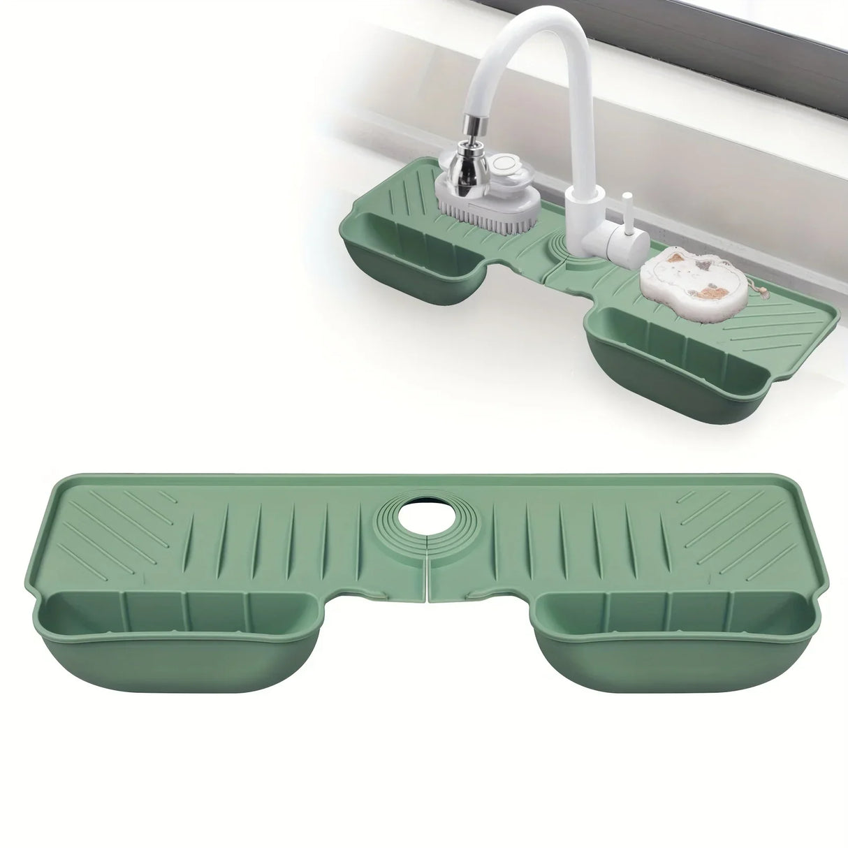 Carvallo Spülmatte | Rutschfast & mögelfri | Värmebeständig silikonavlastningsmatta för diskho & kran | Fällbar & diskmaskinssäker Carvallo