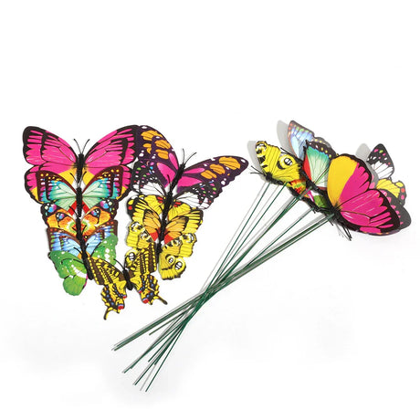 Carvallo Butterfly Garden Stake | Set of 10 | Weatherproof & Colorful | For Beds, Flower Pots & Balcony Carvallo