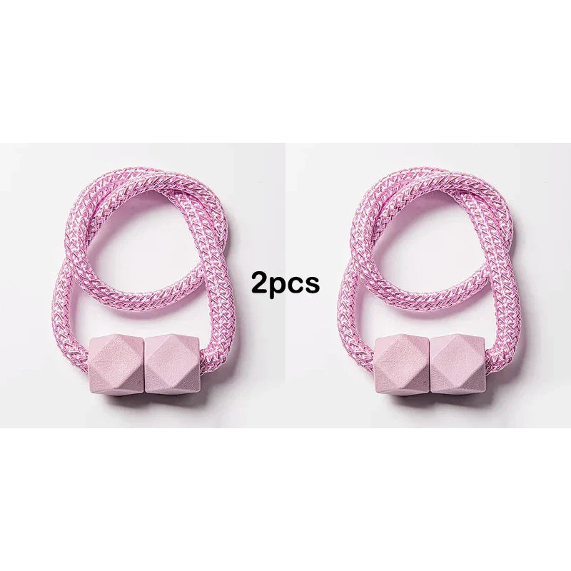 Carvallo gardinstång med magnet | 2-pack | Tjock rep-design & Stark grepp | För vardagsrum, sovrum & kök Carvallo