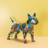 ColorPup Modern Bullterrier-staty – Livfull graffitikonsthundfigur MILA Sverige