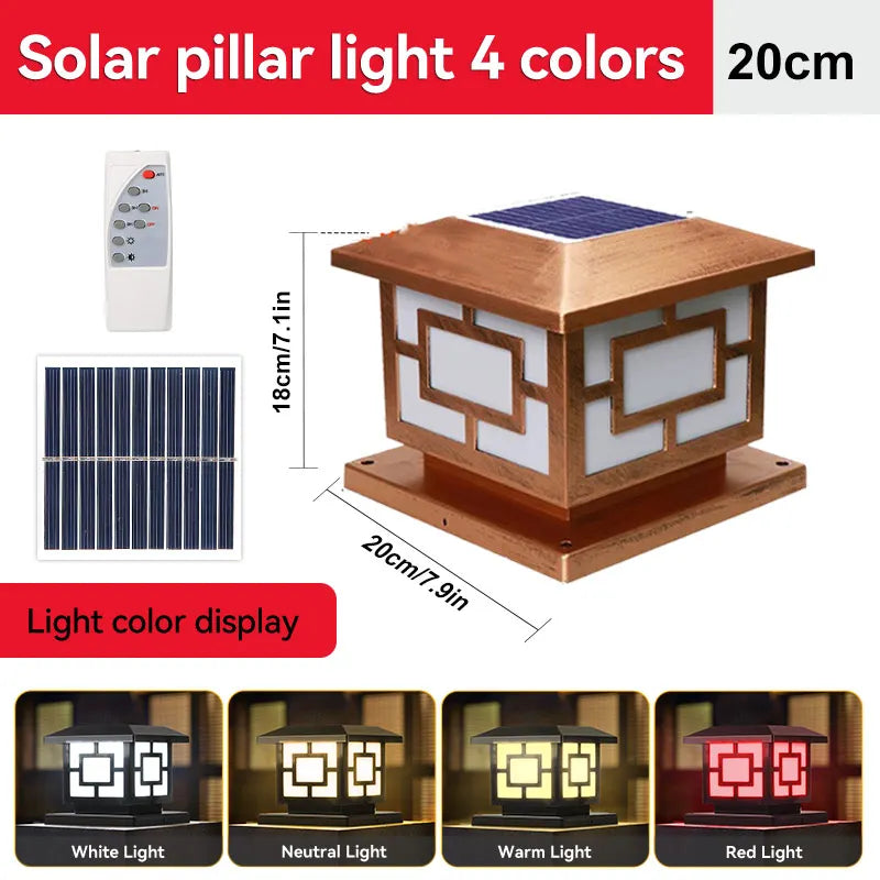 Carvallo PillarGlow Solarljusstolpe LED med fjärrkontroll & timer – IP65 Vattentålig Carvallo