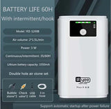 Carvallo SmartOxy Uppladdningsbar Syrepump för Akvarium & Utomhus | Tyst Luftpump med Batteri & USB | Automatisk AC/DC-omkoppling & LED-display Carvallo