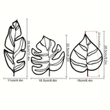 Tropiska blad väggdekoration – Set med tre naturliga konstverk Carvallo