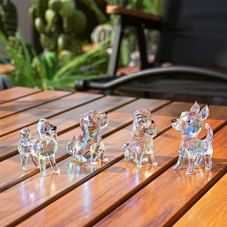 4 Olika formade Crystal Hundfigurer Art Glass MILA Sverige
