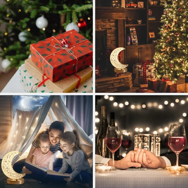 Carvallo Kristall Nattljus Touch | Dimbar 3D Månlampa | USB Bords-lampa | För Sovrum & Dekoration Carvallo