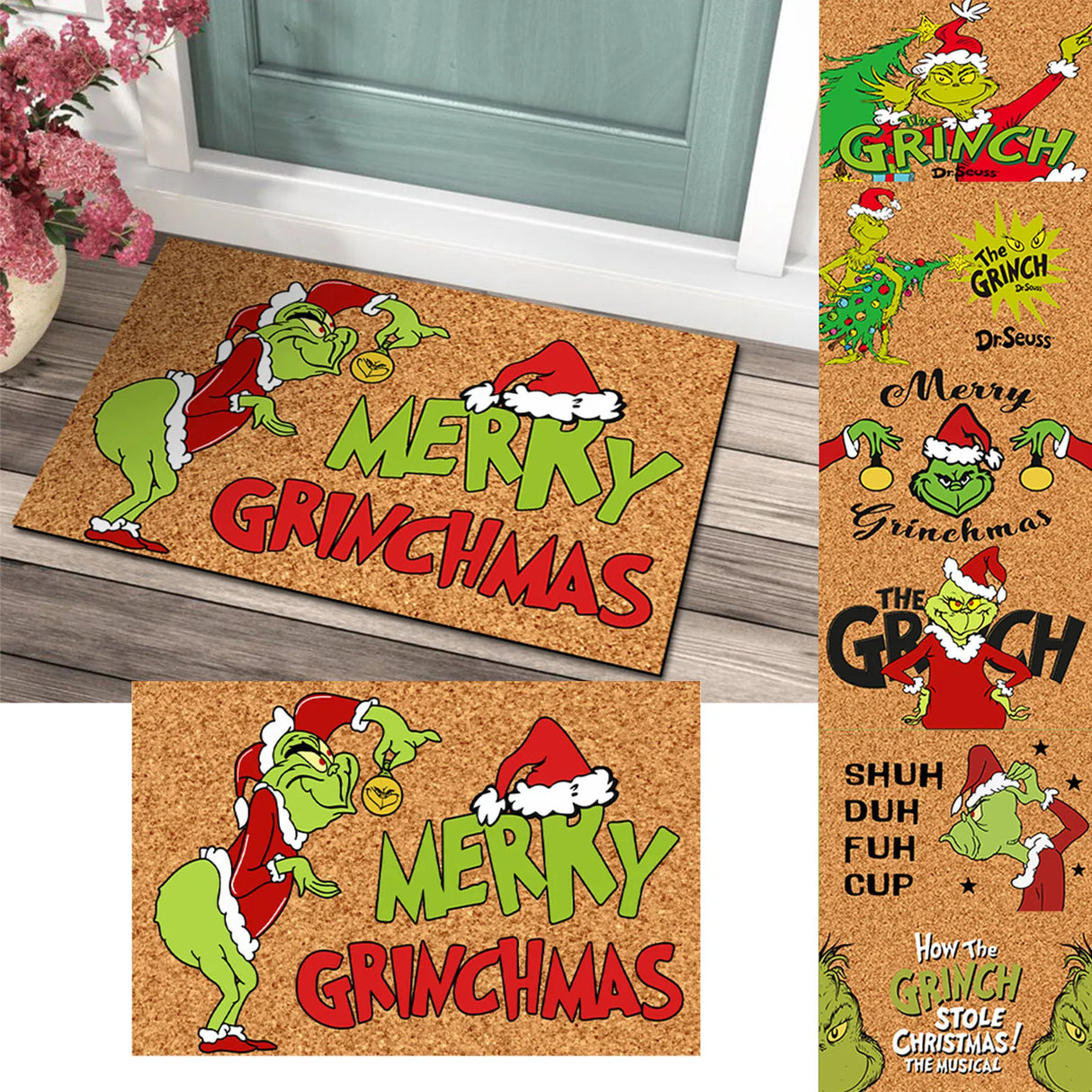 Julmatta med Grinch-design - Ett glatt välkomnande för helgerna Carvallo
