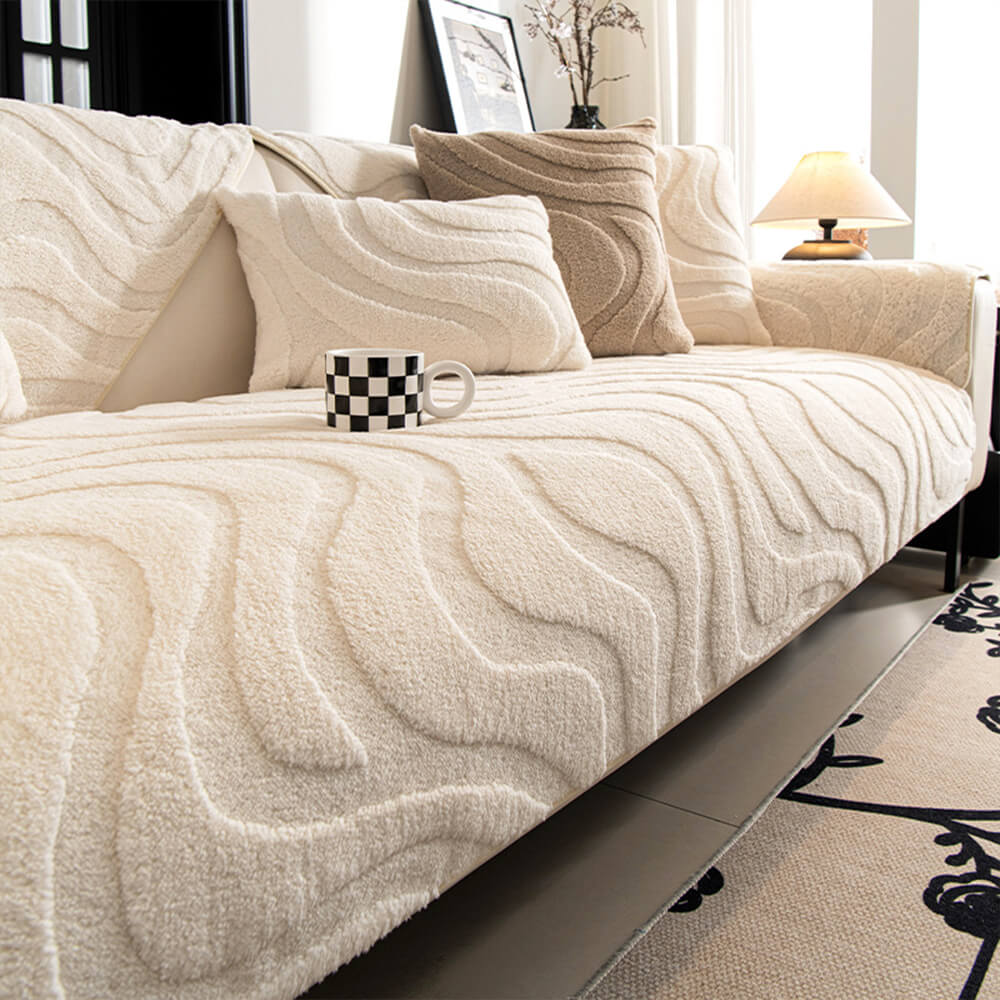 Varm Plush Curved Jacquard icke-glidande Soffa Skydde Täckning Carvallo