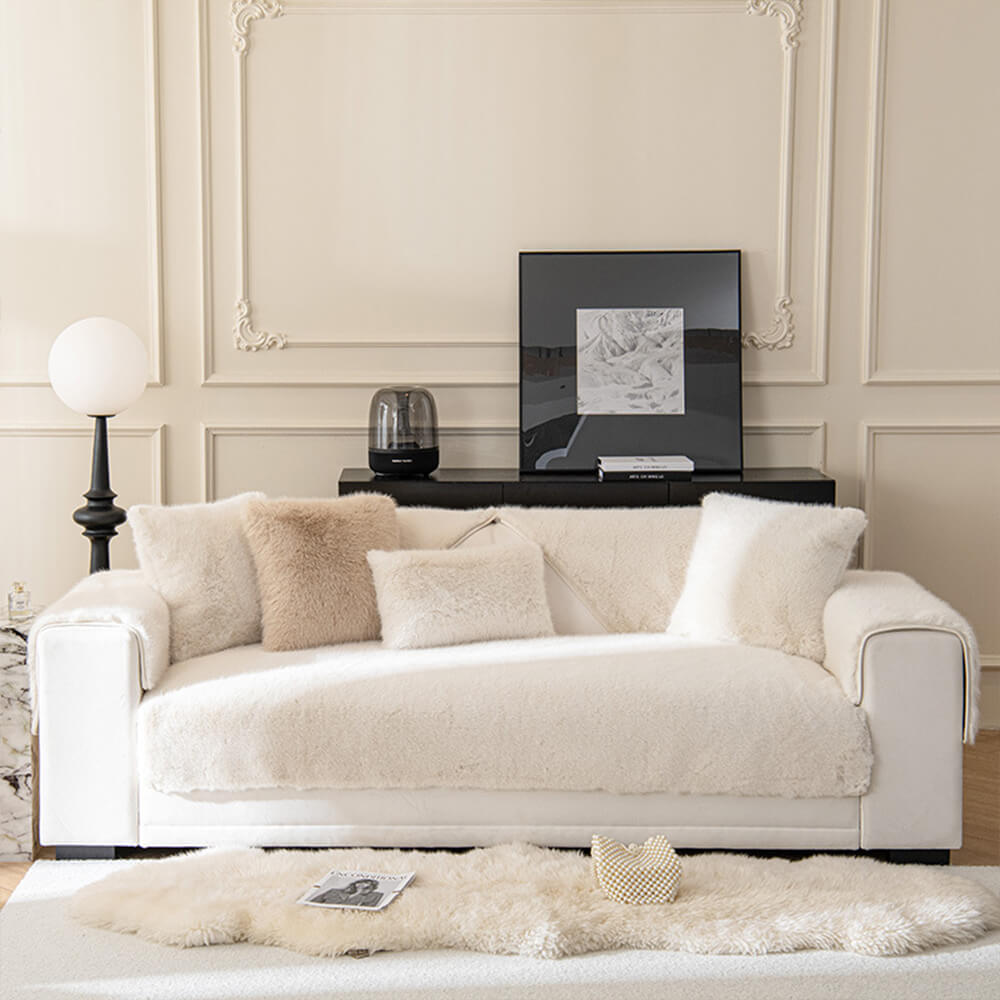 Varm Tjock Faux Fur Soffskydd Antisklipp Sofföverdrag Carvallo