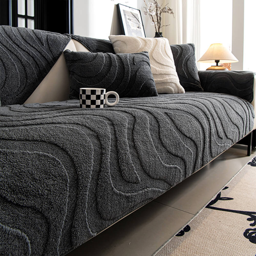 Varm Plush Curved Jacquard icke-glidande Soffa Skydde Täckning Carvallo