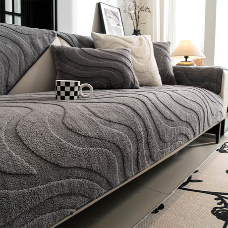 Varm Plush Curved Jacquard icke-glidande Soffa Skydde Täckning Carvallo