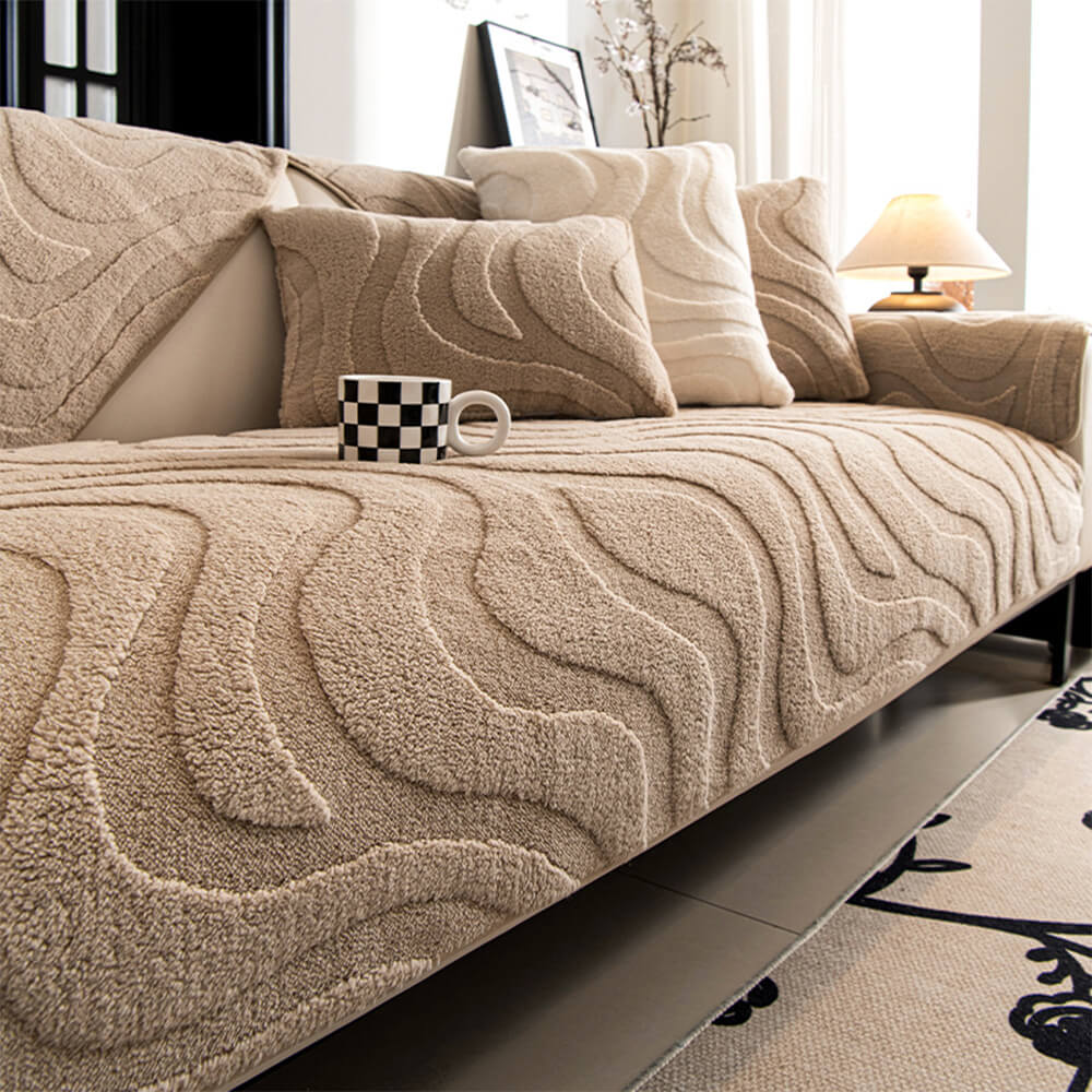 Varm Plush Curved Jacquard icke-glidande Soffa Skydde Täckning Carvallo