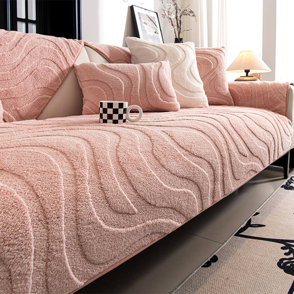 Varm Plush Curved Jacquard icke-glidande Soffa Skydde Täckning Carvallo