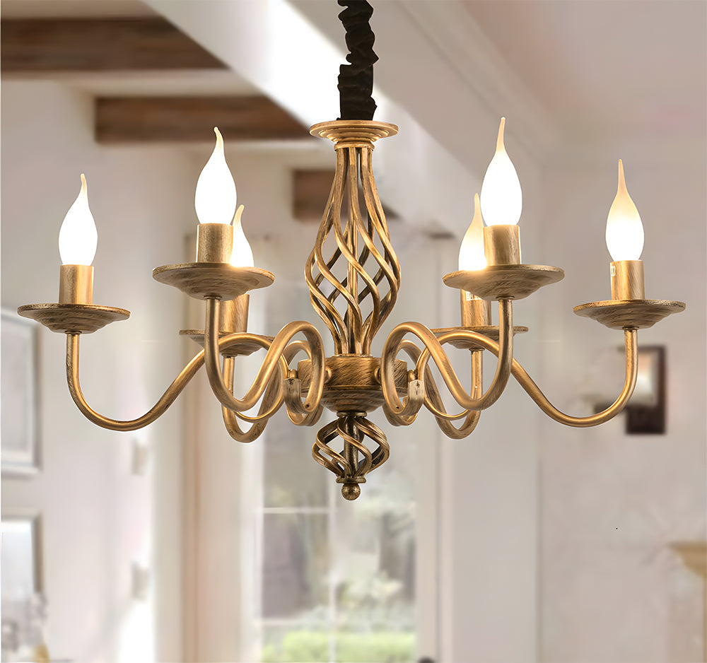Vintage Bronze Chandlier | 4/6/8 Ljus Matsal Takarmatur i Järn | Brick by Brick Carvallo
