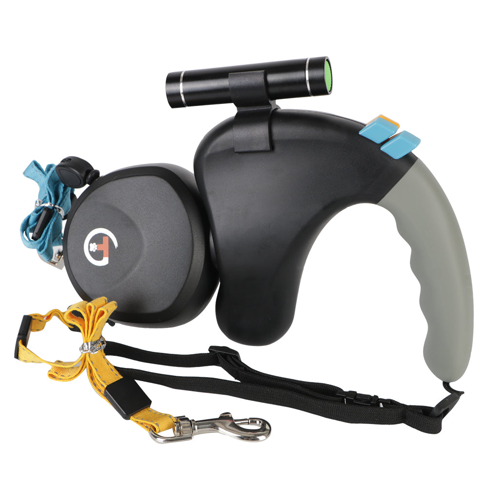 Åter retractable hundkoppel med 360° trassel – Justerbart bälte för två hundar, lätt och hållbart Carvallo