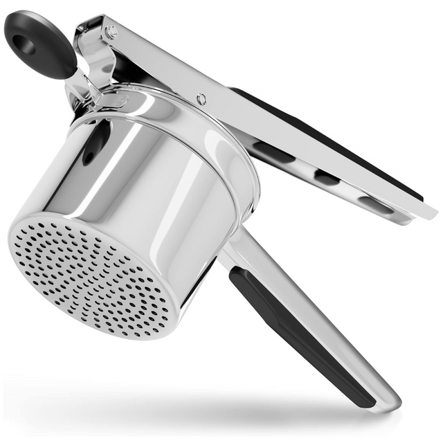 Carvallo Pro rostfritt stål potatispress 15oz | Extra stor kapacitet | För puré, grönsaker & frukt | Klumpfri & robust Carvallo