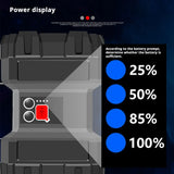 Carvallo Akku-Strålkastare DualonX Pro | 40 W | Dubbel lampa med 7 ljuslägen | Uppladdningsbar & vattentät IP64 | Powerbank-funktion Carvallo