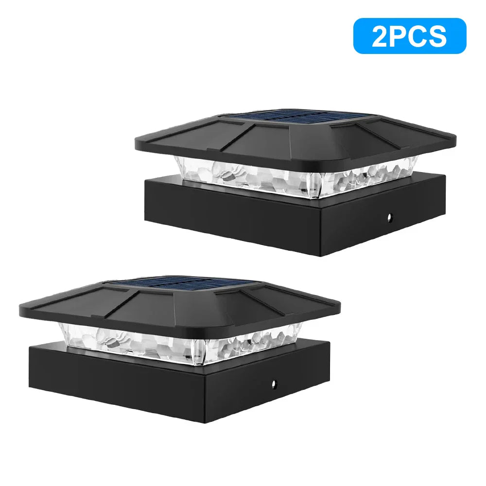 Carvallo Solar-postkapsljus 10 × 10 cm | 3-färgers LED med 2 ljusstyrkenivåer | IP65 solstaketljus för trädgårdsträdpålar Carvallo