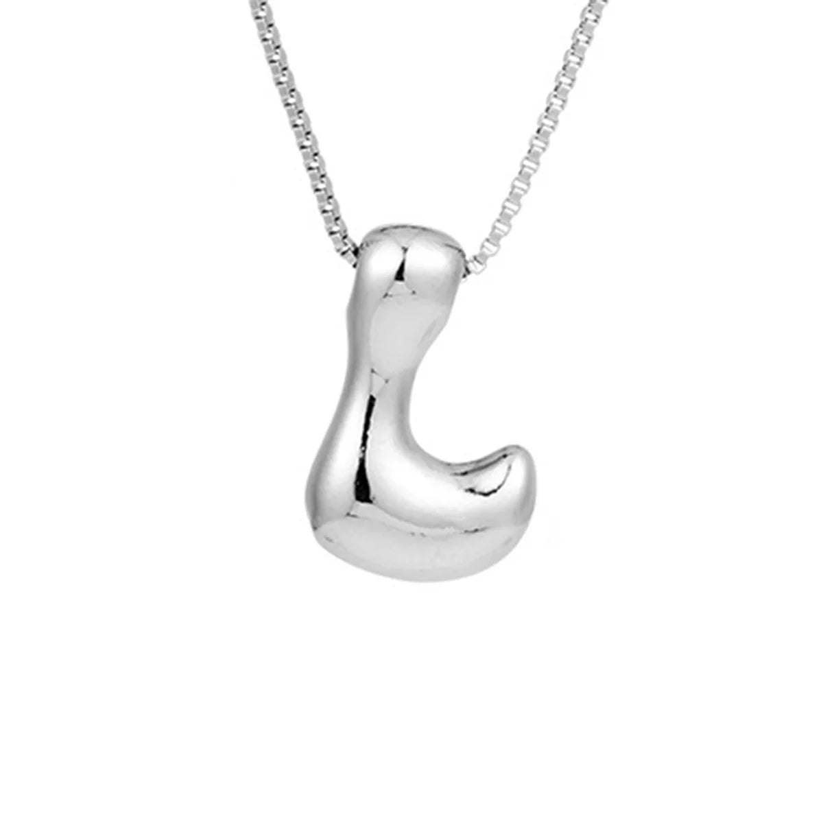 Royelux A-Z Ballong Bubbel Bokstav Hänge Halsband – Silver Chunky Initial Smycken Carvallo