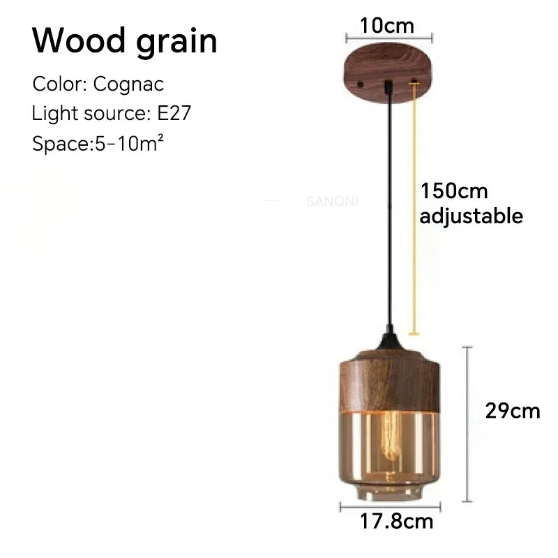 Nordic Wood Glas Pendel Ljuskrona – Modern Hängande Lampa Carvallo