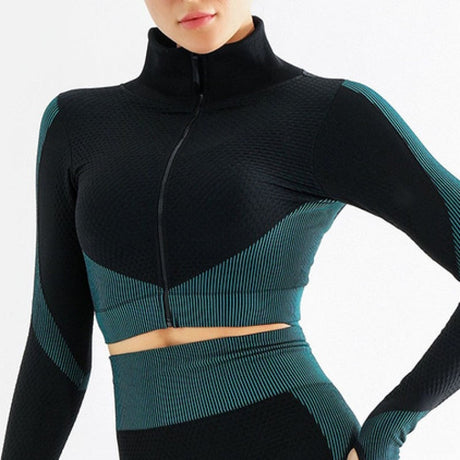 Yogatoppar utan sömmar med dragkedja-Clothes for women-Bellasverige-Ljusblå-S-Hemnix