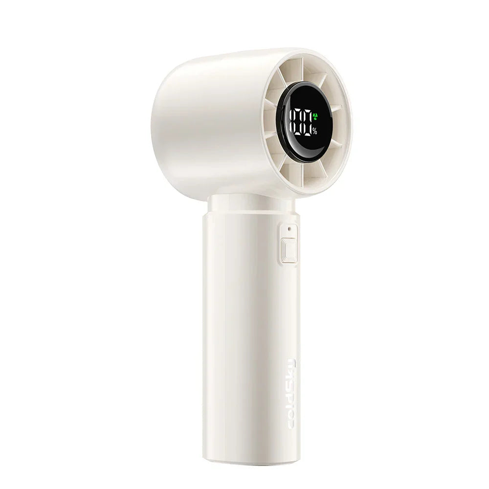 Carvallo Mini Handventilator mit LED-Anzeige | 5-Stufen Turbo-Luftkylare | 4000mAh batteri | resefläkt för strand & semester Carvallo
